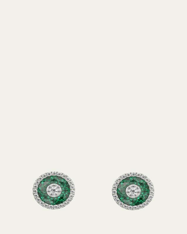 18K White Gold 7mm Halo Fusion Stud Earrings with Diamonds